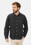 Long-sleeve linen shirt with soft wash finish