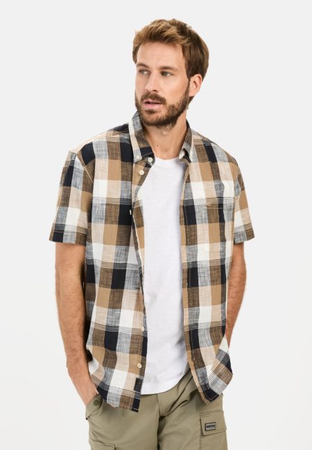 Checked short-sleeve shirt made of pure cotton