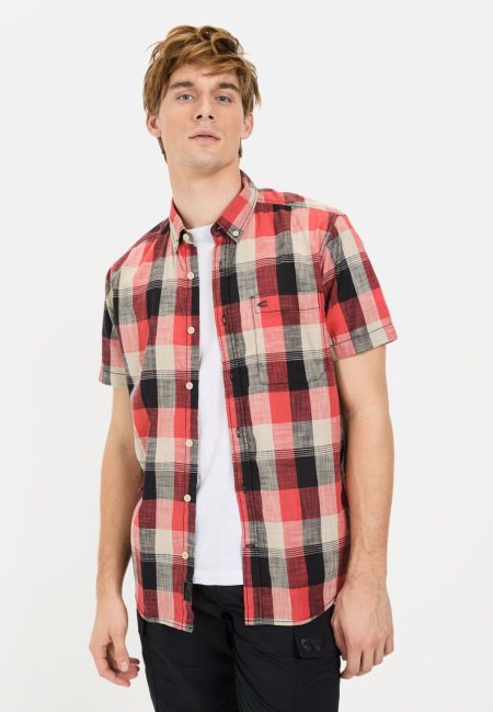 Checked short-sleeve shirt made of pure cotton