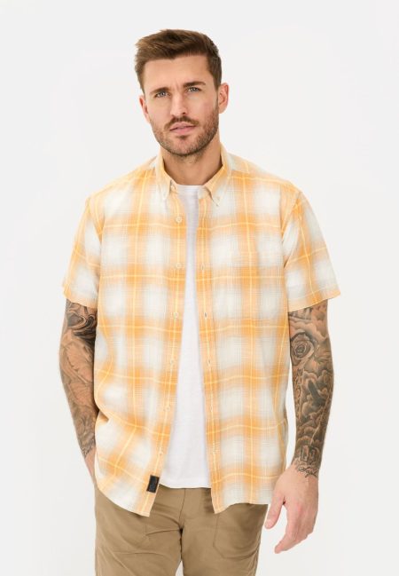 Checked short-sleeve shirt made of pure cotton