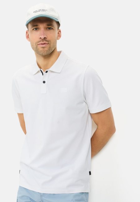 Short-sleeve polo shirt made of cotton blend