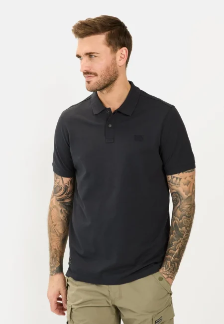 Short-sleeve polo shirt made of cotton blend