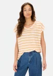 V-neck T-shirt with striped pattern