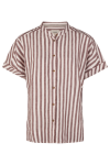 Striped blouse with stand-up collar