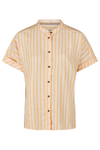 Striped blouse with stand-up collar